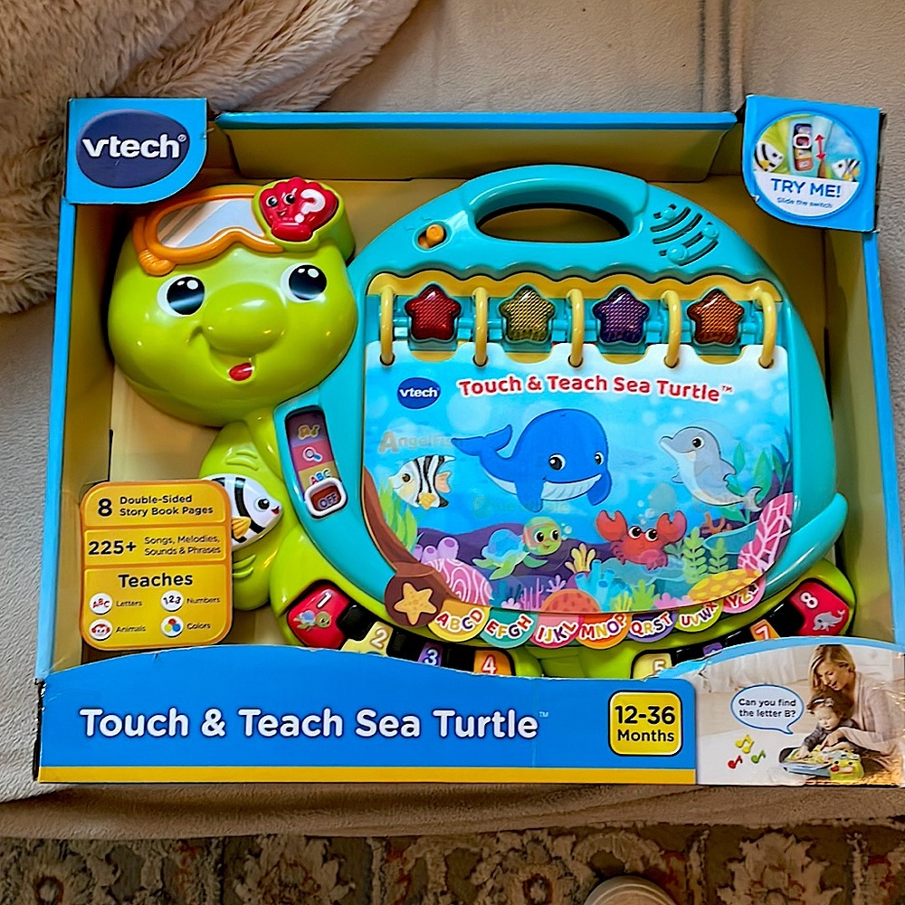Vtech Touch & Teach Sea Turtle 225 + Songs Melodies Sounds & Phrases 12-36 mo.
